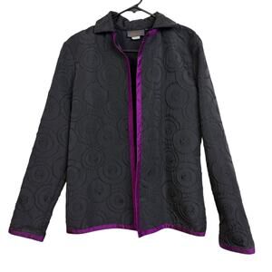 Aida Dalati Brocade Jacket Womens Size 0 Small Black Open Front Art to Wear USA